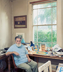 Tom Phillips in his studio