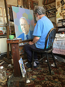 Tom Phillips works on the Hamied portrait